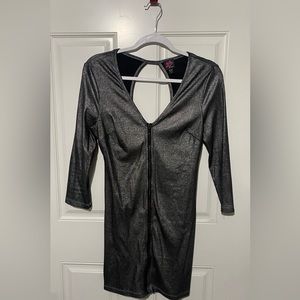 Metallic gray cocktail dress